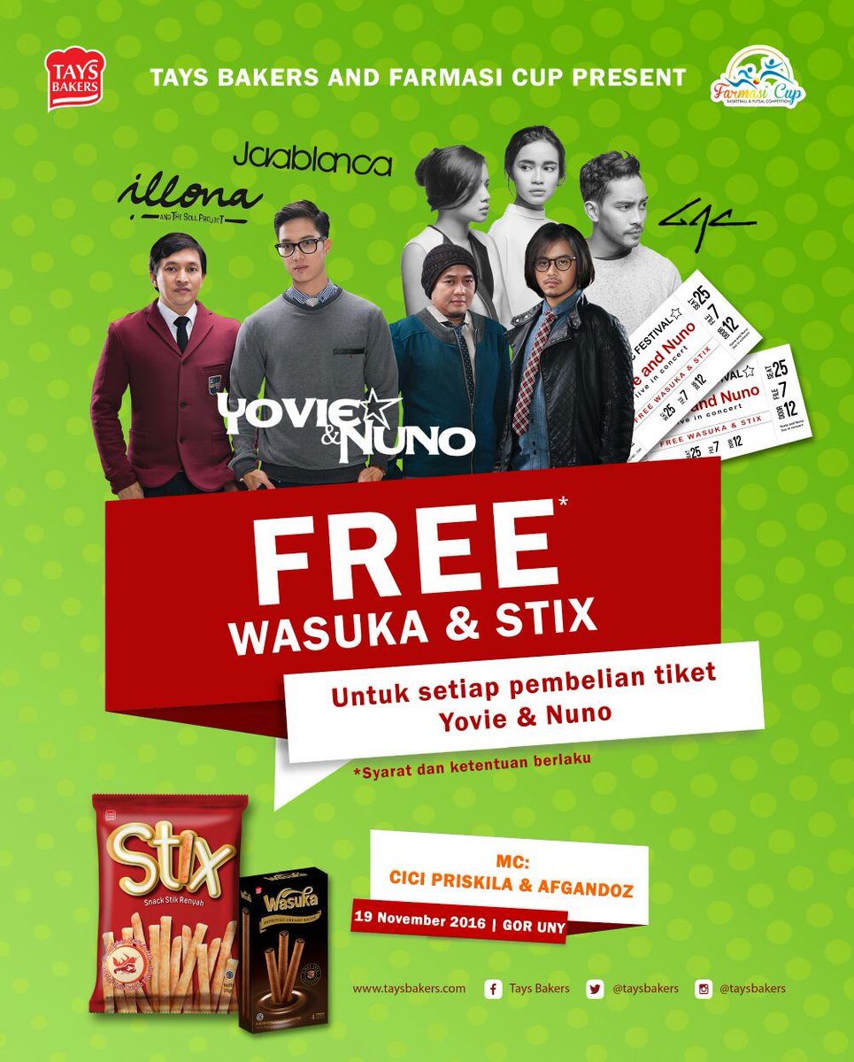 Gratis snack stix/wasuka dari <a href="/snack_jogja/">alfatih snack jogja</a> utk setiap pembelian tiket OTS di Stand @Snackjogja tgl 19 November di GOR UNY ! Jangan lupa ya!