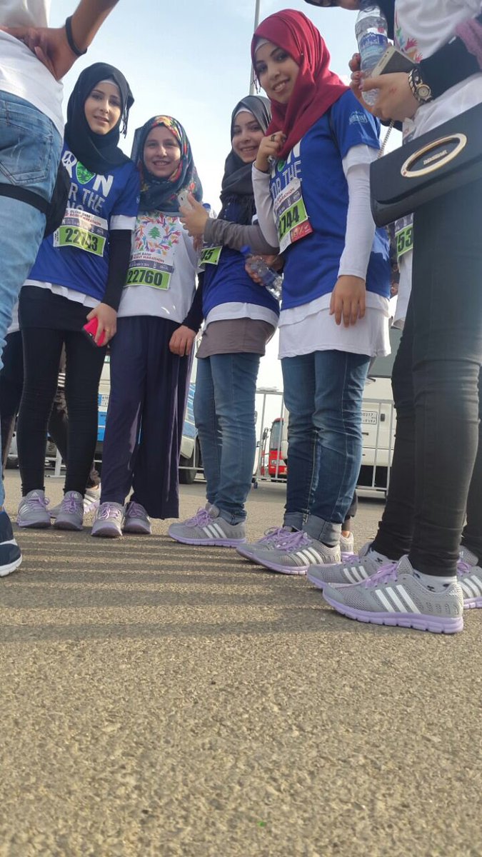 The amazing group of young #refugees who ran the #BeirutMarathon today. We're so proud of you! Thank you <a href="/adidasMENA/">adidas Arabia</a> for the awesome shoes