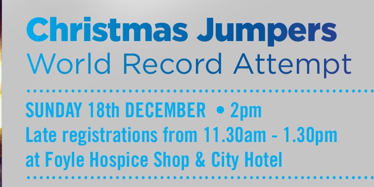 Take part in the xmas jumper world record attempt this December! 3,473 people is the record to beat
More info P13: bit.ly/2fh8KkF
