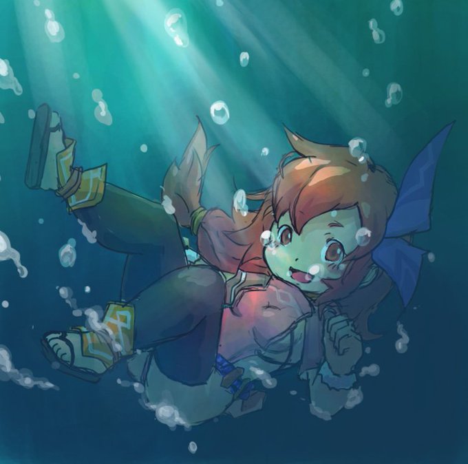 2011年くらいに描いた水中絵(おそらく未公開)。FFCCのセルキーちゃん。 