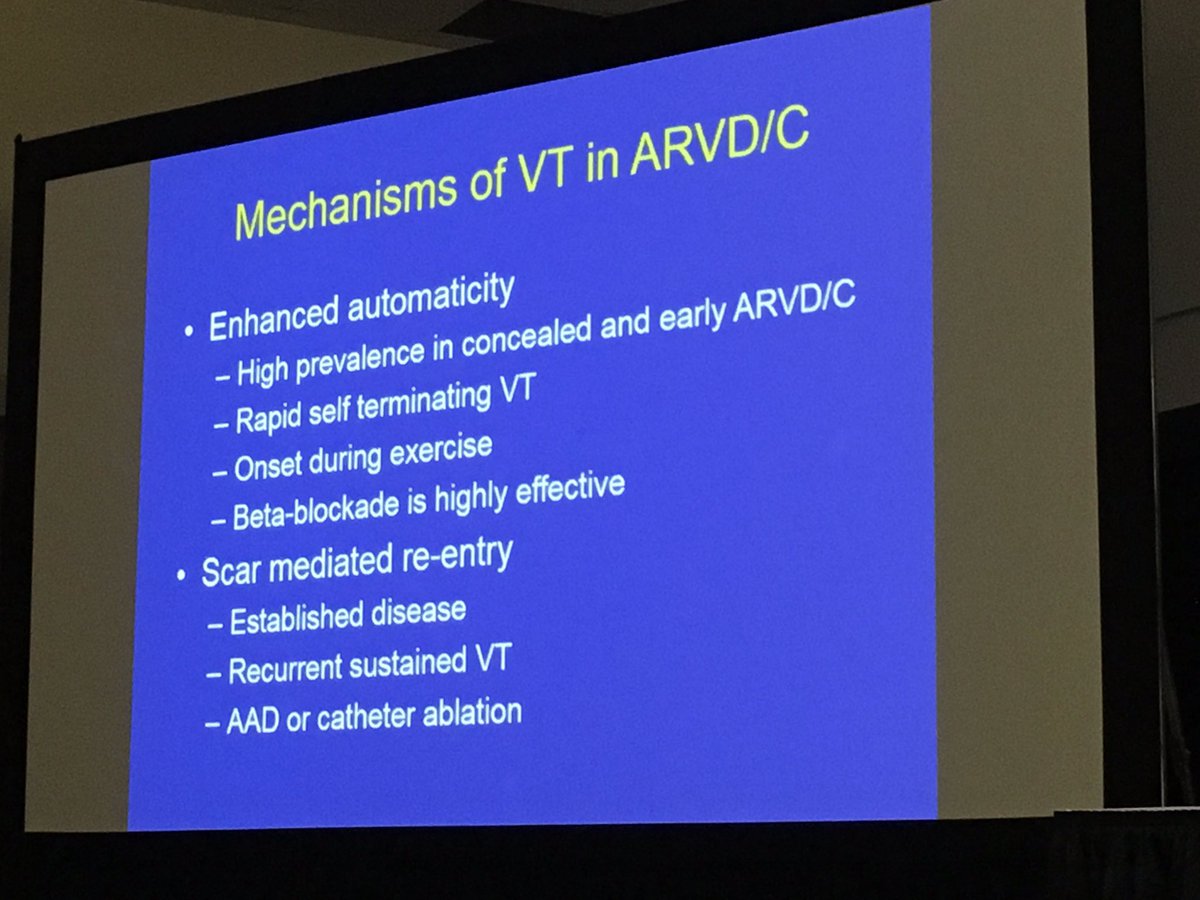 DebbeMcCall's tweet image. #AHA16 [HT] Mechanisms of #VTach in ARVD/C.  &amp;gt;1000/24 hrs