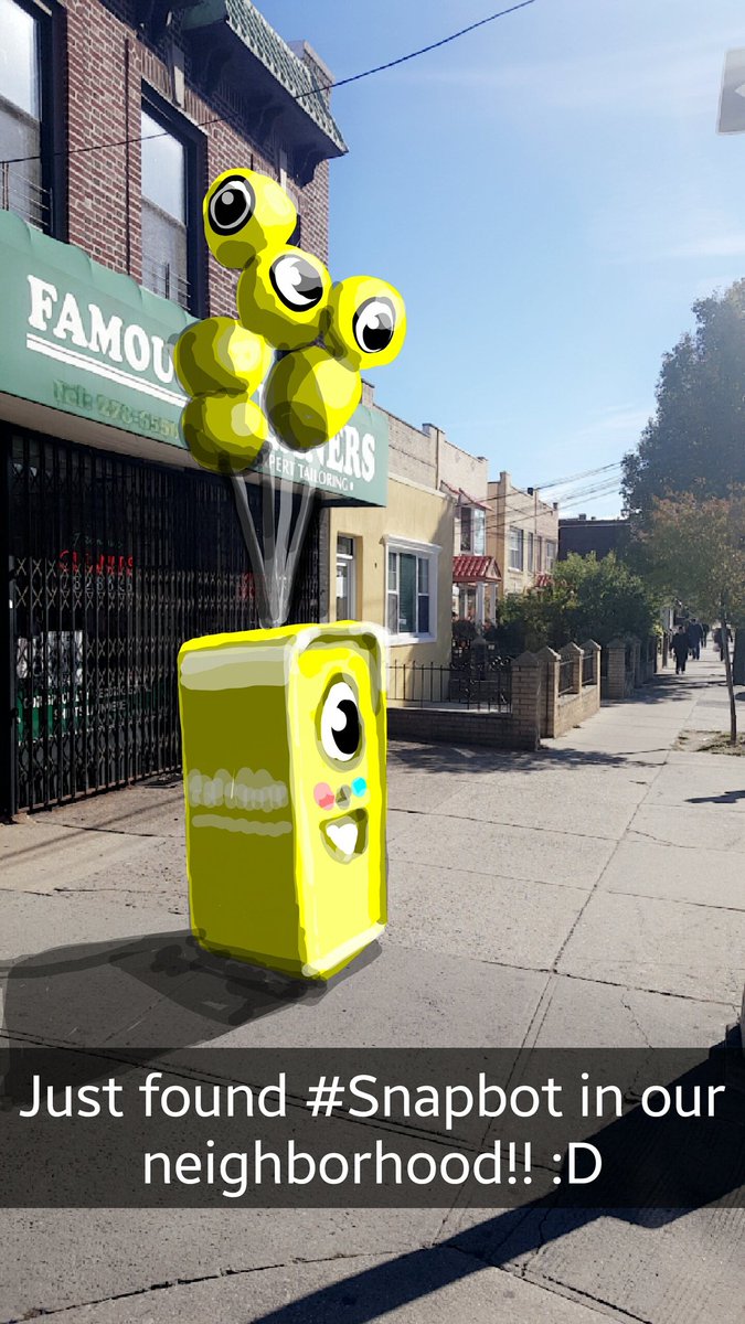 pinot's tweet image. Just found #Snapbot for @Spectacles in our neighborhood! #snapchatart