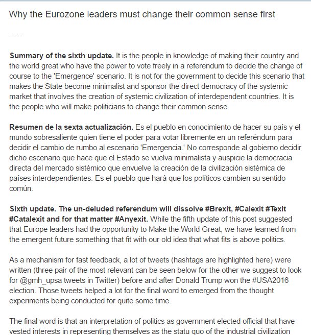 gmh_upsa's tweet photo. Un-deluded #GlobalDebout referendum will dissolve #Brexit, #Calexit #Texit #Catalexit and for that matter #Anyexit https://t.co/h2AaL5Vr8Y https://t.co/bzKAPiIFWW
