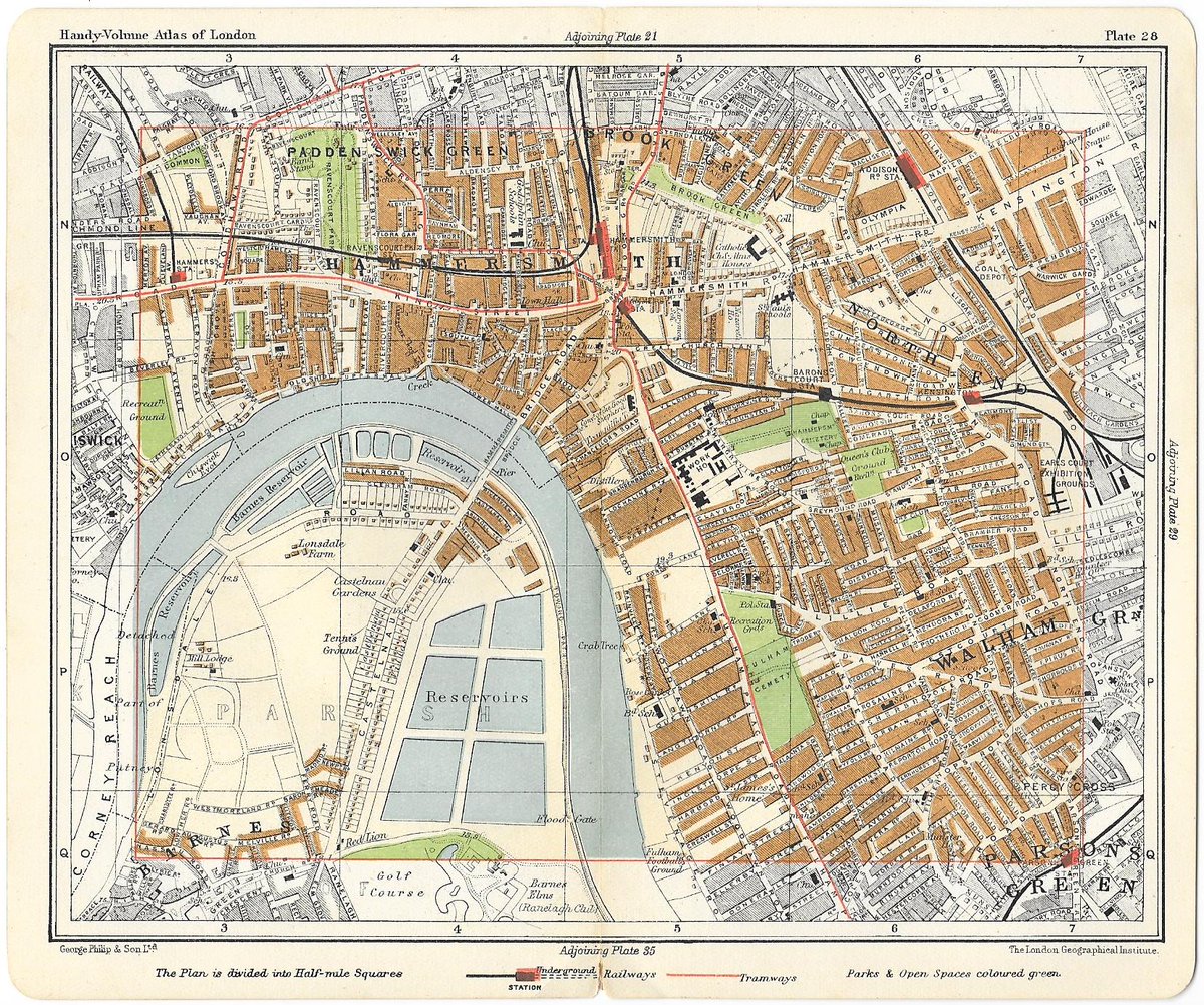 #CanaryWharf's frontispiece.co.uk 1910 #antiquemap of #Hammersmith #WalhamGreen #Barnes #EarlsCourt #ShopSmallUK #londonislovinit