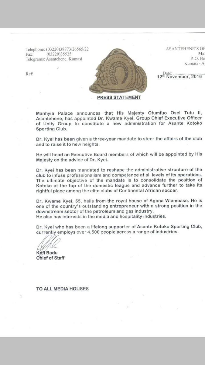 GLOBALimages_'s tweet photo. #TheConfirmation to what was reported. Dr. Kwame Kyei is the new @AsanteKotoko_SC CEO. @Kicker_Okeleji  Wow 'the mary go round' structure. https://t.co/pfRITeqFnj