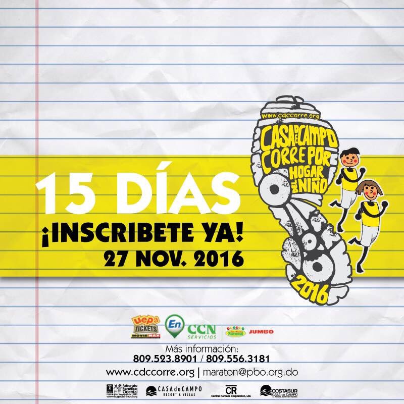 ¡Faltan 15 días para el gran día! ¿Estás emocionado? 

#CDCcorreXHogarDelNiño #YoVOYyTU #soyPBO