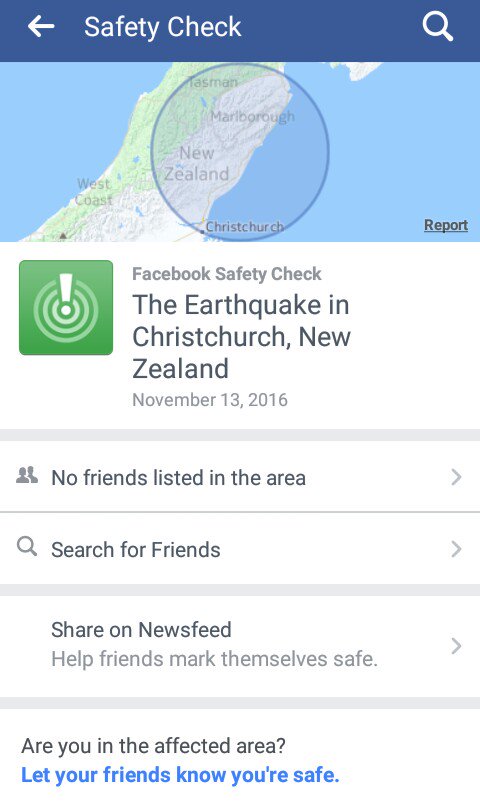 SEQUESTRADIO's tweet image. Facebook currently has safety check active you can check on your friends and loved ones and also let them know your ok #eqnz