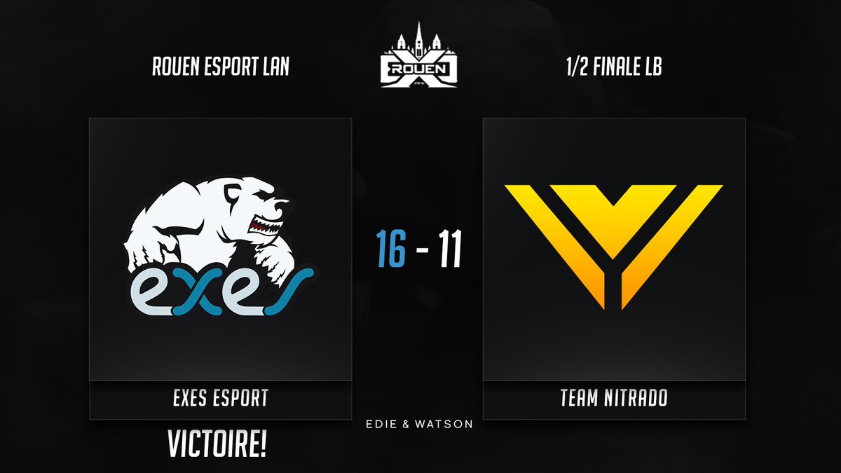 #RouenEsportLan VICTOIRE ! Notre équipe s'impose face à @TeamNitradoFr sur le score de 16-11. Le chemin continue ! #eXeSNation