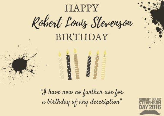 EdinCityofLit's tweet photo. It's Robert Louis Stevenson's birthday today (the one he gave away) and the last day of #RLSDay events! We hope you've had a good weekend! https://t.co/jbqGTny5KJ
