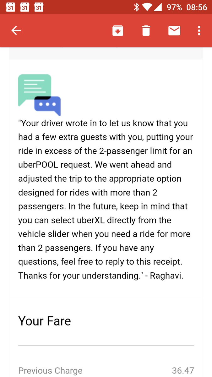 RMannKC's tweet photo. @Uber_KC I'm told to reply to the email but the email doesn't accept replies. I have an issue with the additional fee. Please help. https://t.co/UzXWh1j5JE
