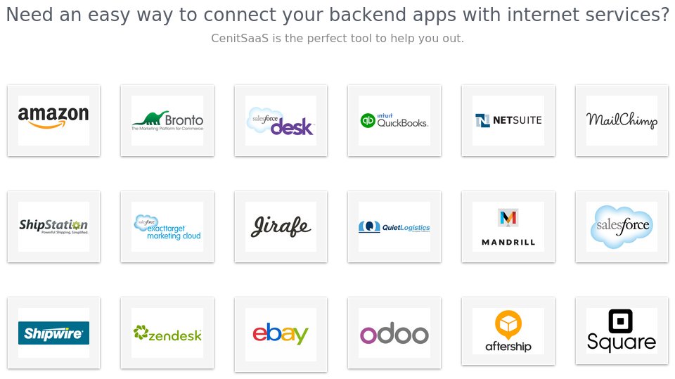 + 200 third party integrations to <a href="/Odoo/">Odoo</a> visit odoo.com/apps/modules/b… . Possible for <a href="/cenit_io/">cenit.io</a> (cenit.io) hub platform.