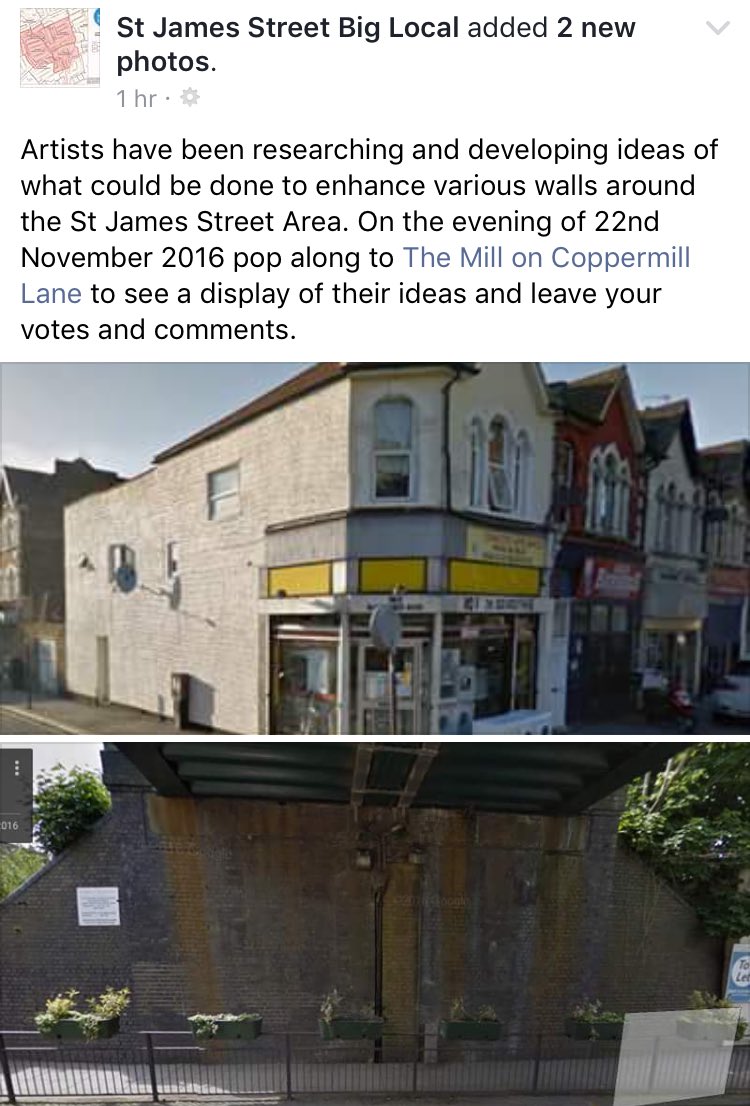 stjamesbiglocal's tweet photo. Do u love the local street art around Walthamstow marsh &amp; St James area? Come &amp; give us your views at @TheMillE17 🎨 https://t.co/nZnh85udQn