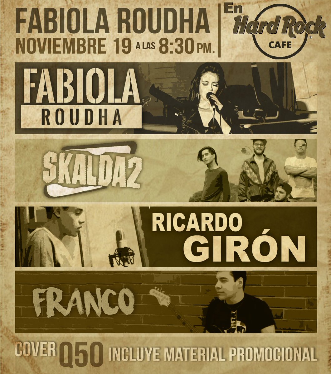 fabiolasinger's tweet photo. Nos vemos este sabado 19 en @HardRockGuate no te lo puedes perder.
8:30 pm.
Invitados @__skd2 https://t.co/8JmMH7NEzh