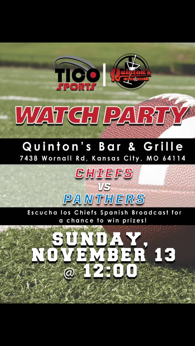 Reporting EN VIVO from Quinton's Bar &amp; Grill. Come on out! #vamoschiefs <a href="/KCTicoSports/">Tico Sports</a>