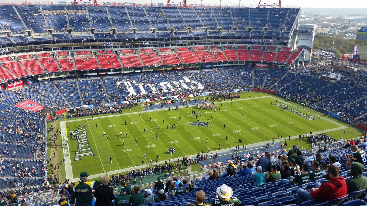 AmberAnnh's tweet photo. The view from our seats: #GoPackGo #SoFarUp https://t.co/CegVqSgddw