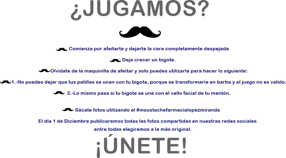 LopezMiranda_ph's tweet photo. ¿Te animas a jugar con nosotros?
#movember #moustachefarmacialopezmiranda #noviembre #unete https://t.co/FUUQ5xLSIm