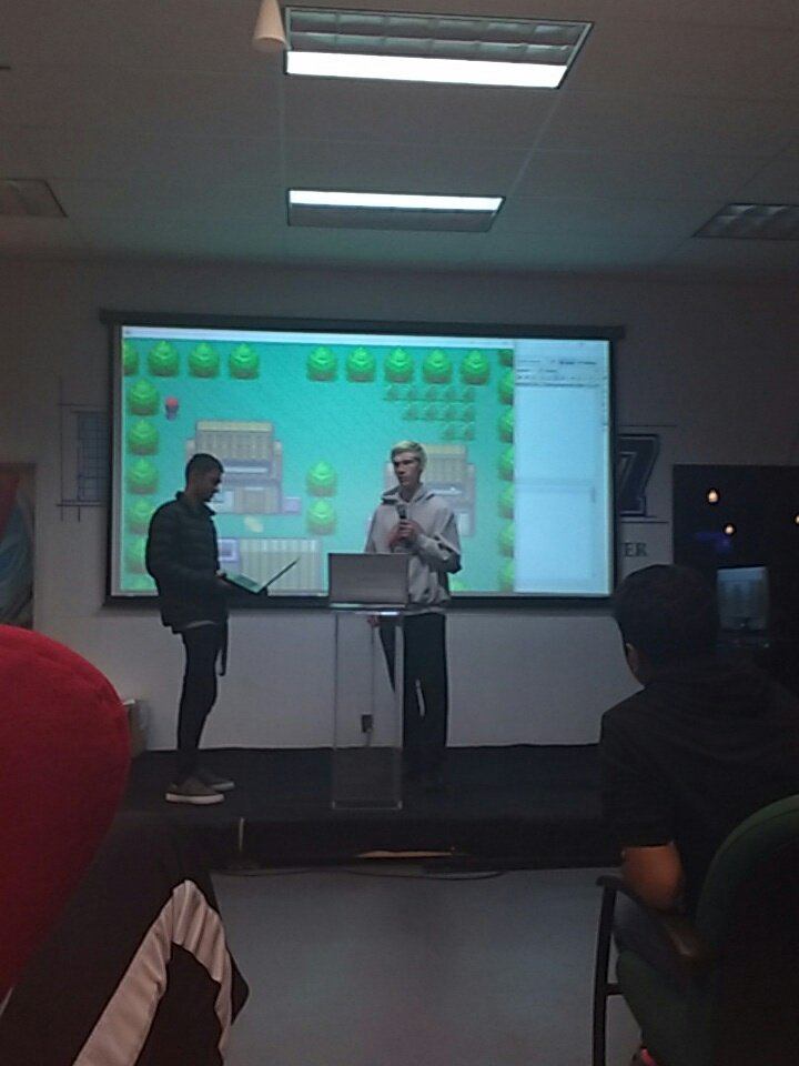 mhsbyte's tweet image. Building a Pokemon-style game game from scratch in 24 hours! A tall order handled by members of the #CodingCats #CodeDay