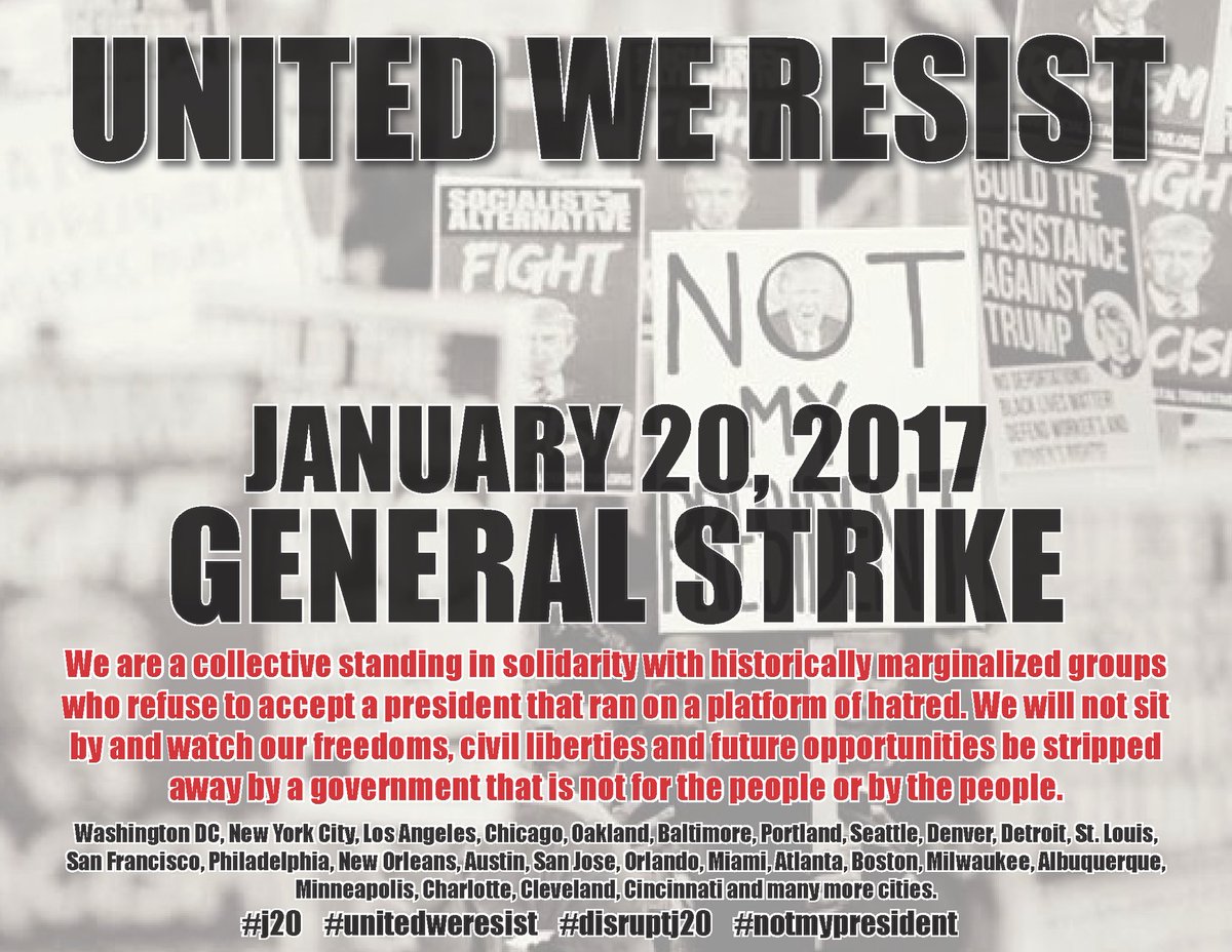 ders3000's tweet photo. Friday January 20, 2017 Inauguration Day ✊👊🚫 Retweet/Spread/Get the word out #J20 #UnitedWeResist #disruptj20 #NotMyPresident #WearBlack https://t.co/zxXDFKhB6N