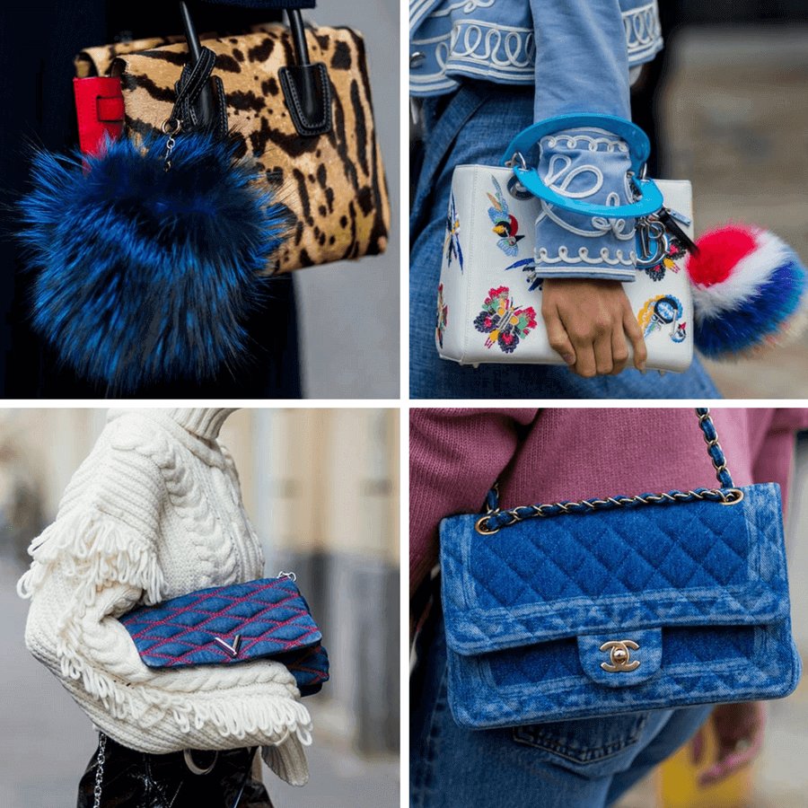 Dos de las tendencias más alegres del momento son para los bolsos: los pompones y el tejido vaquero. 
#somoshey