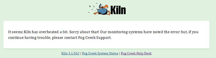ChrisMayDev's tweet image. Looks like KilnHG is down #Kiln #KilnHg #FogBugz #FogCreek
