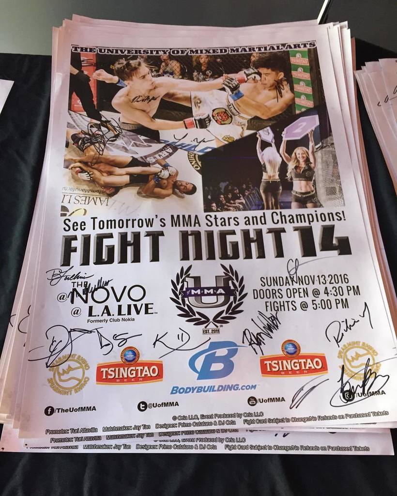 djmayhem's tweet photo. This is the poster I designed for @uofmma, being signed by the fighters. Holy shit. It doe… https://t.co/NibkfIRELk https://t.co/fqxmolfYSx