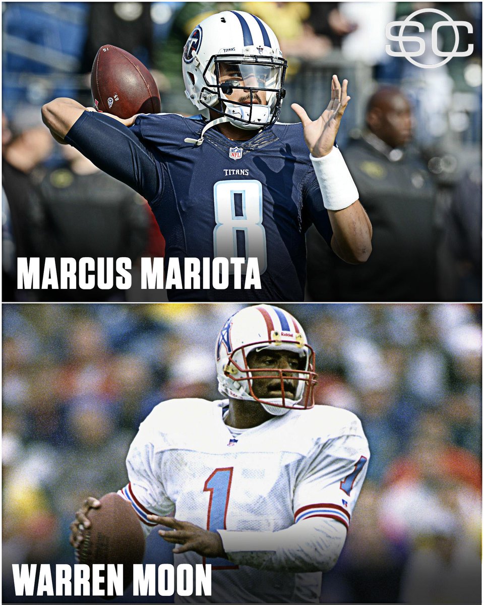 SportsCenter's tweet photo. Marcus Mariota ties Warren Moon for the franchise record of 6 consecutive games with 2+ Pass TD. https://t.co/mJgQ4QXSWs