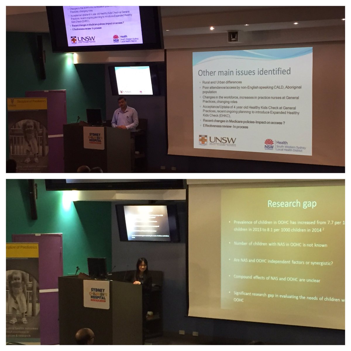 UNSWObGyn_Paeds's tweet photo. Drs Pankaj Garg & Laverne Lok presenting their #PhD research during session 2 of @UNSW_Paeds #ResearchWeek #communitychildhealth #UNSWMed https://t.co/P1t9Cdgi7L