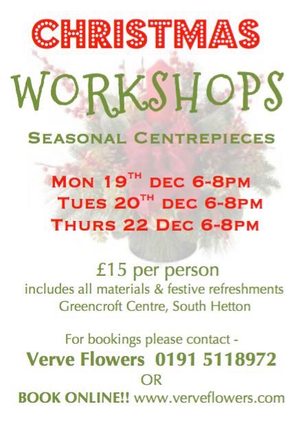 #Christmas #workshops in #CountyDurham. We also provide workshops exclusively for your group/workplace! Get in touch
