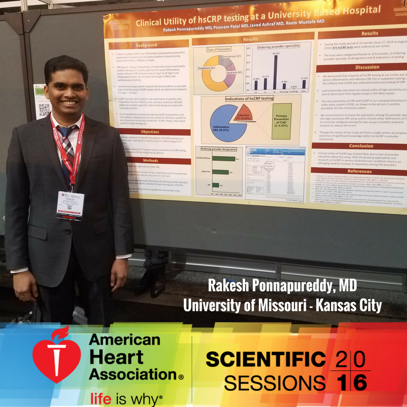 Rakesh Ponnapureddy, MD, of @UMKansasCity presented research at #AHA16, focusing on specific testing for increased risk for heart disease.