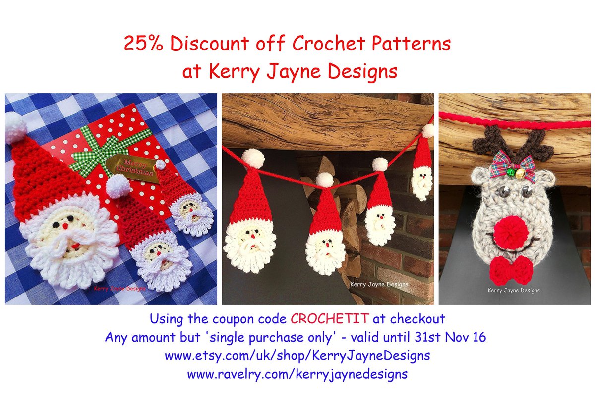 Super Discount on crochet patterns at Kerry Jayne Designs @lifesabeach526
25% off using code CROCHETIT #christmascrochet #crochetpatterns