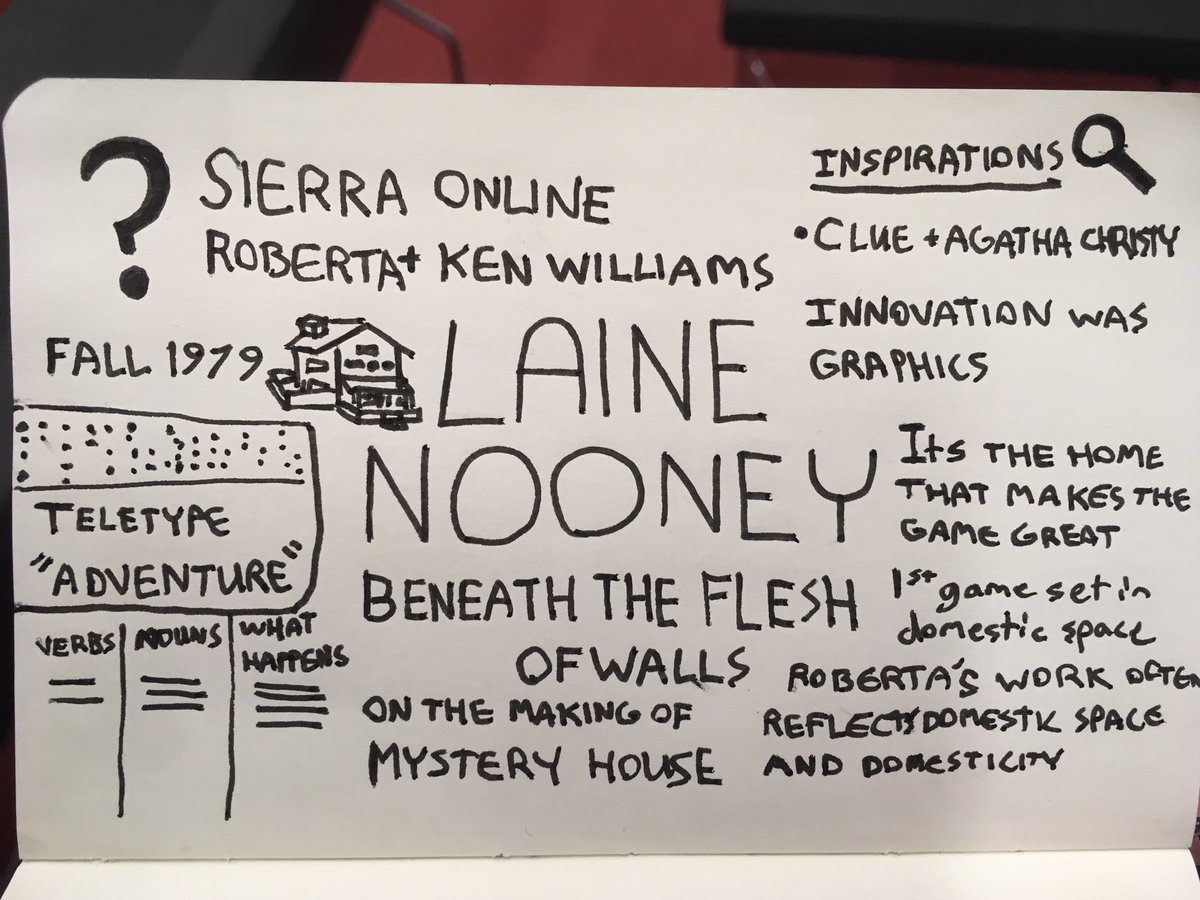 davidwallin's tweet photo. Laine Nooney – Beneath the Flesh of Walls, On the Making of Mystery House #PRACTICE16 @Sierra_OffLine @NYUGameCenter https://t.co/6kFwf9hWd8