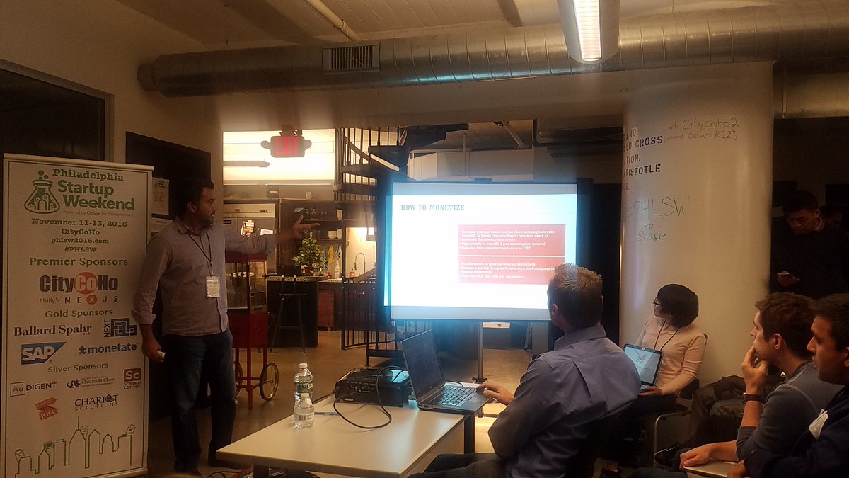 Technical_ly's tweet photo. "The Kayak of prescription drugs." The audience nods #PHLSW https://t.co/nZG4SJc9pz