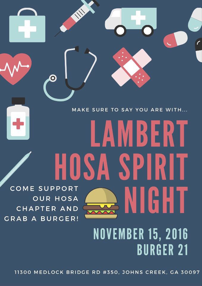 LambertHOSA's tweet photo. Join us at Burger 21. Show your HOSA spirit and mention our name at checkout. There will be good food and great people. https://t.co/20iiTvq2Ur