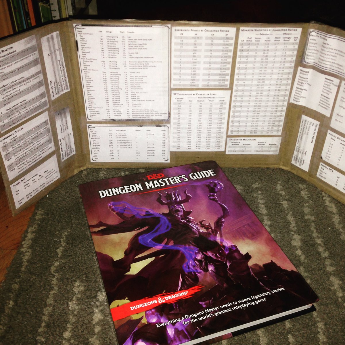 savevsparenting's tweet photo. To cheap to buy the official @Wizards_DnD DM screen, so scotch tape, photocopies, and cardboard it is. #nerdcrafts https://t.co/VPAf3SMHu2