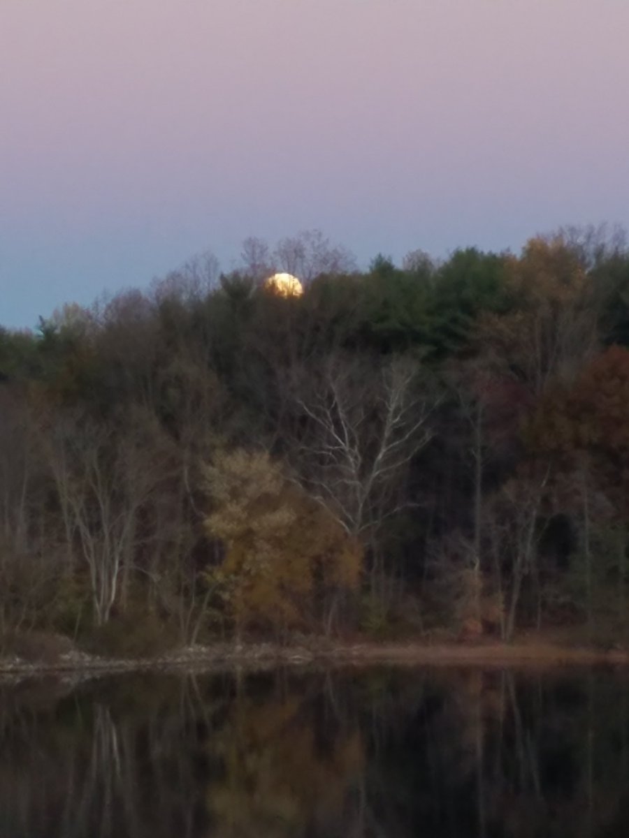 HewsonSally's tweet photo. Supermoon rising over the Loch Raven Reservoir. @AvaWBAL @TonyPannWBAL https://t.co/PTmGl3uPJZ