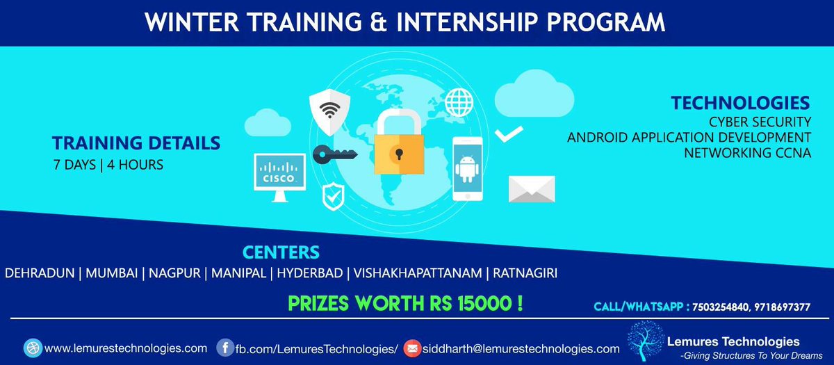 LemuresT's tweet photo. Planning to step in Industry? Get enrolled for WTP by Lemures Technologies. Call: +91-7503254840
Or visit https://t.co/8yOZNzrBcw #wtp2016 https://t.co/01PLItElPR