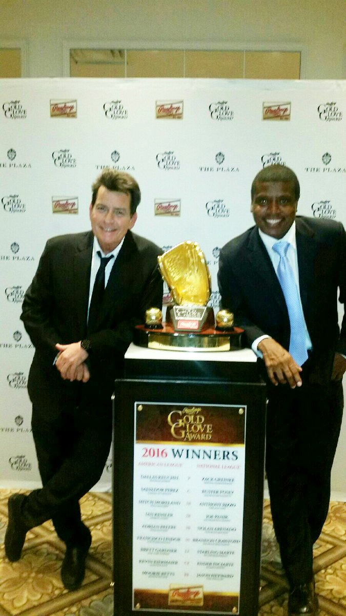 .<a href="/RawlingsSports/">Rawlings Baseball</a> Thank You 4 inviting <a href="/charliesheen/">Charlie Sheen</a> and I to the 2016 #GoldGloveAwards. Epic time #Rawlings