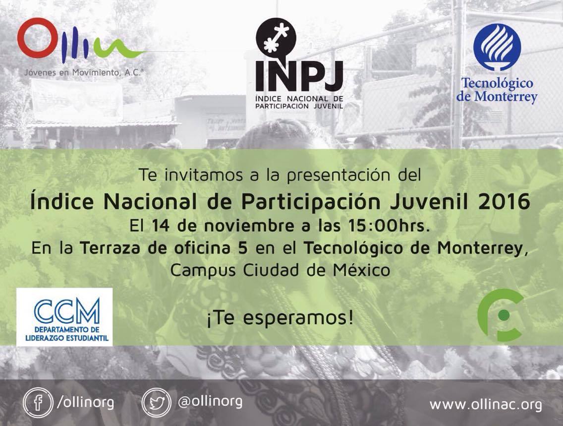 ollinorg's tweet photo. No olvides que mañana es la presentación de #INPJ2016 en @Tec_CCM a las 3 pm :D ¡Te esperamos! https://t.co/LJItszF62G