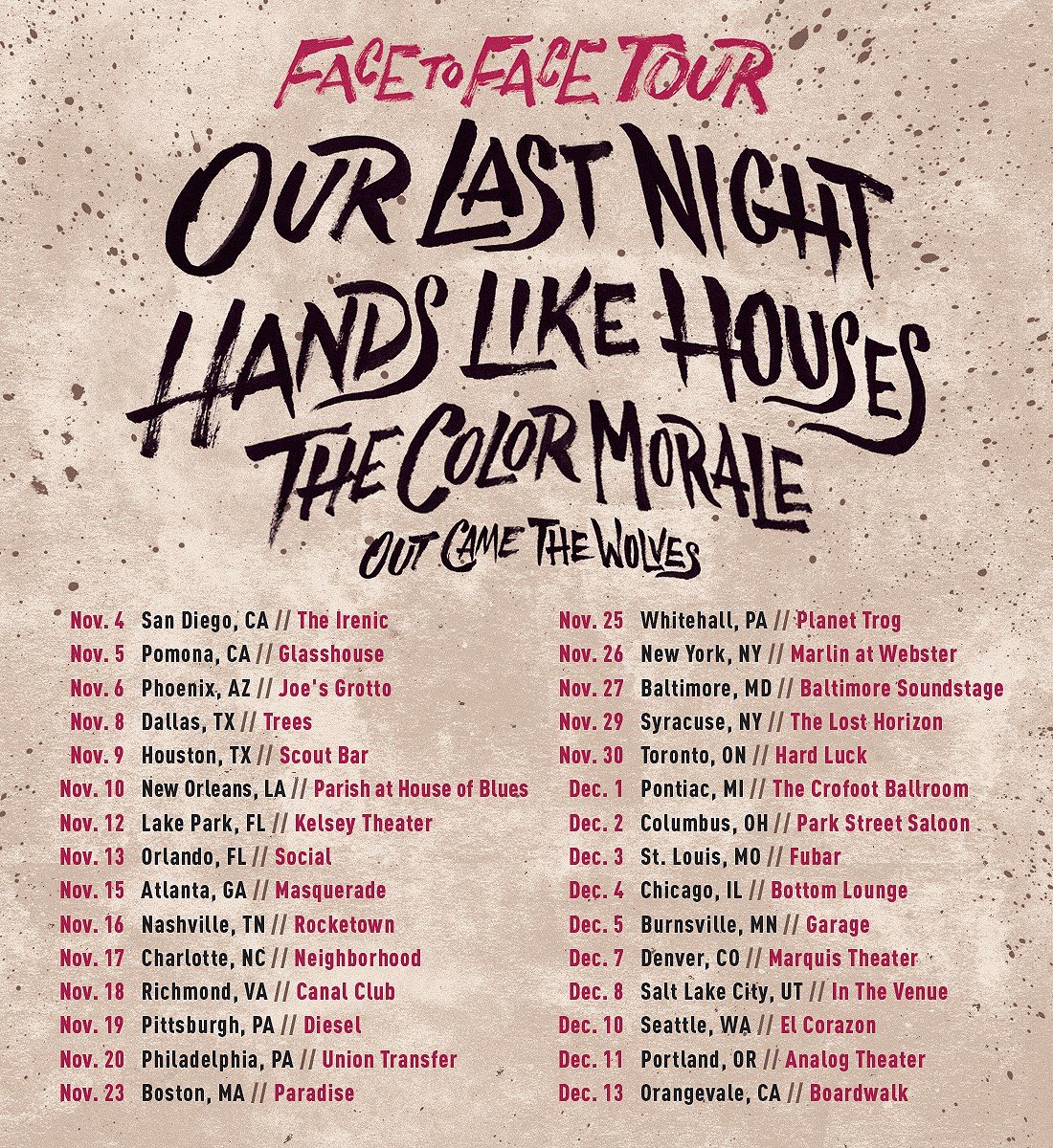 MusicEngaged's tweet image. Make sure to check out @ourlastnight @handslikehouses  and @thecolormorale  on the #facetofacetour photos coming soon! #musicengaged