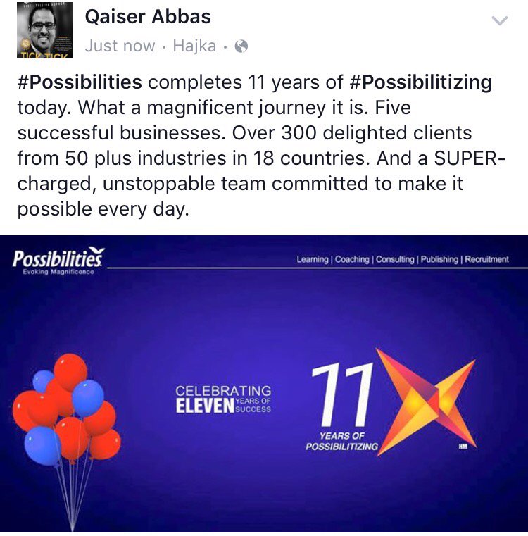 QaiserAbbas's tweet photo. 11 Years of #Possibilitizing https://t.co/tBQ0j4dDS3
