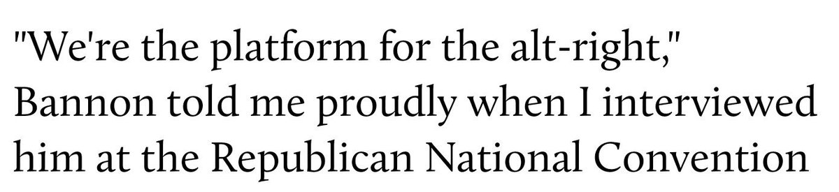 OphirGottlieb's tweet photo. Left Image: Steve Bannon openly says that he created the platform for the Alt-right.

Right Image: What the Alt-right believes. https://t.co/FbRN58zxSh