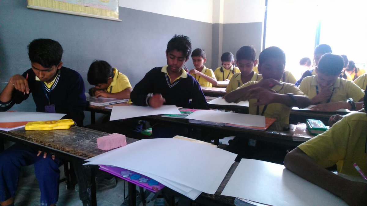 NISAedu's tweet photo. Students putting their imagination on paper. #EduDoc painting competition #MyDreamSchool with @ccsindia @EdelGive https://t.co/q7L9LtoOf5