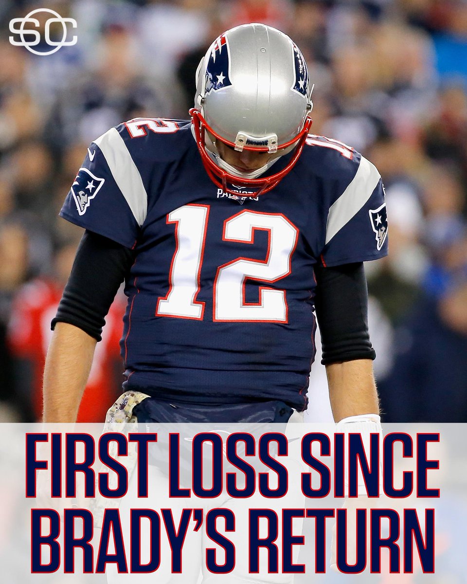 SportsCenter's tweet photo. Brady's 1st loss this season is also Pats' 2nd loss at home.

This is the 1st time since 2012 NE lost twice at home in same regular season. https://t.co/5CxxazVfeI