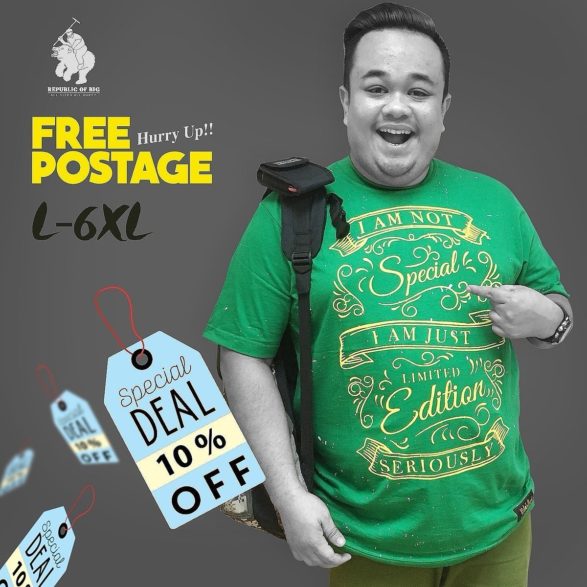 Republic_Of_Big's tweet photo. 10% OFF!!
+ FREE POSTAGE WITHIN MALAYSIA until 30th NOVEMBER 2016!!
25S FABRIC
L - XXXXXXL
Visit Us at ROB JB Outlet
https://t.co/3V7vDCauz4 https://t.co/fyFx1rtVwV