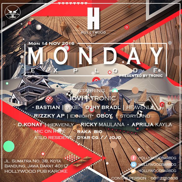 TronicEnt's tweet photo. YUKKSINI JOIN MALAM INI YANG SUNTUKSAMA HARI SENIN YANG BETE YUK SINI KE @hollywoodbarbdg BARENG ANK" @TronicEnt  FOR RSPV : 089664474458 https://t.co/NKuVUnoqCe