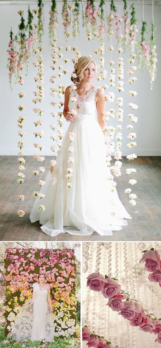 TodoBoda's tweet image. Dale a tu #boda un toque de #flores. Mira estas originales cortinas hechas con flores.