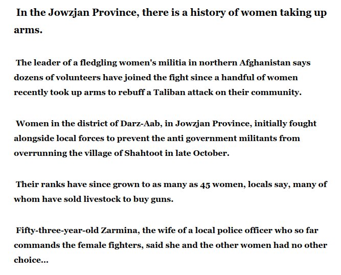 Afghan women take up arms against the Taliban glykosymoritis.blogspot.com/2016/11/afghan… by Alim Rahmanyar #rbnews #militia #communitystruggles #Islamism