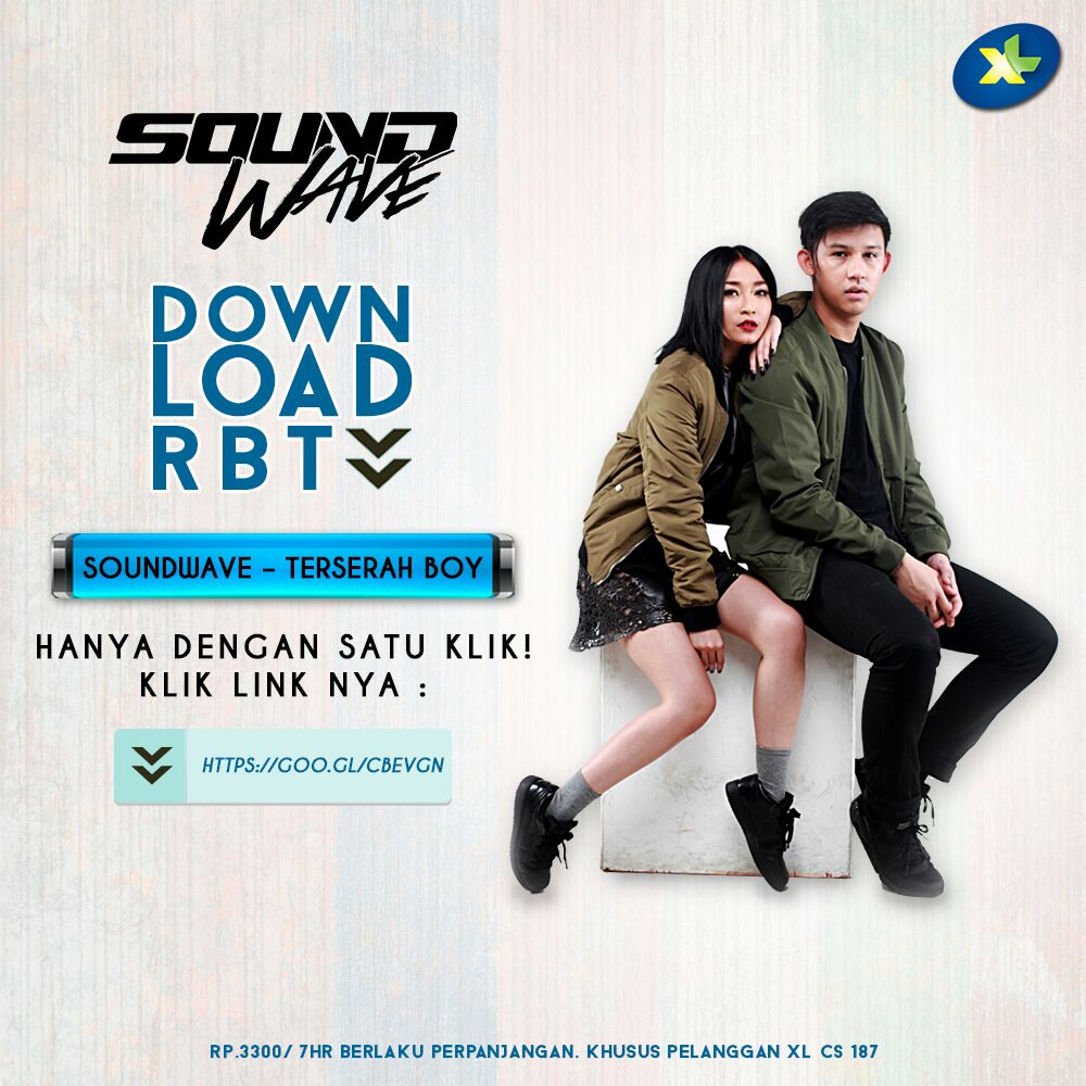 Download RBT Soundwave–Terserah Boy
Tinggal KLIK Link goo.gl/CBEvgn
Rp.3300/7hr. Khusus pelanggan XL Cs187