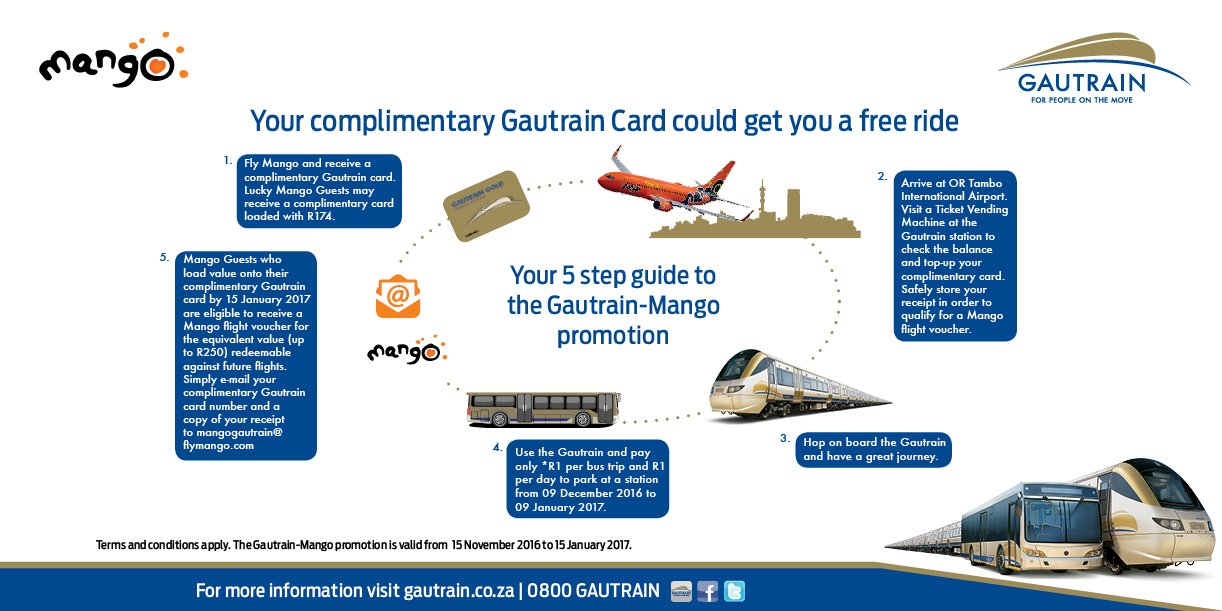Gautrain on Twitter "Fly Mango, collect a complimentary Gautrain card