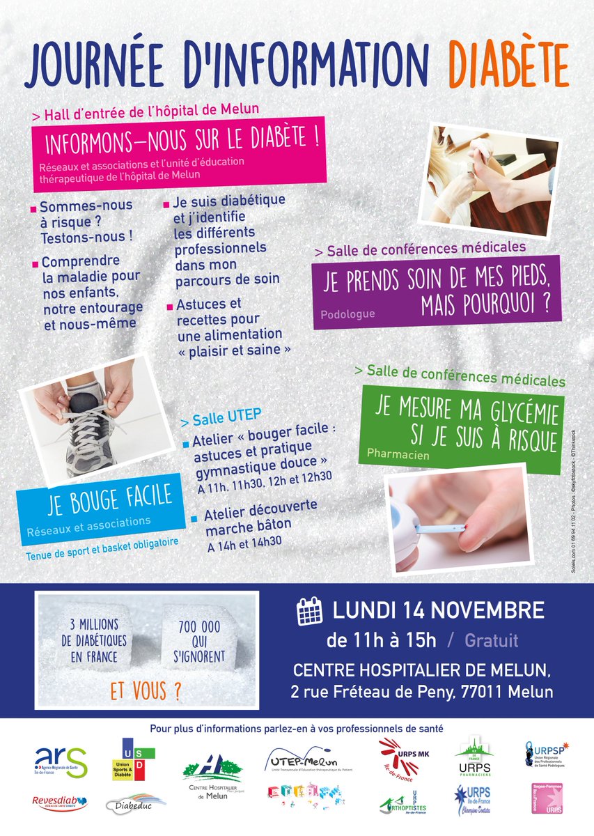 La journée diabète, aujourd'hui de 11h à 15h au Centre hospitalier de Melun